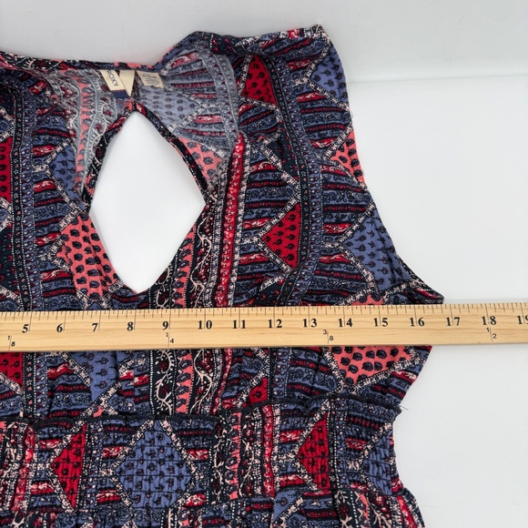 Roxy Dress Women XL Blue Pink Sleeveless Open Back Boho Peasant Hippie Cottage - Picture 8 of 11